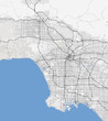 Map Los Angeles city. California Roads