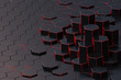 Dark abstract 3d-rendering background of futuristic surface with hexagons. 3D illustration