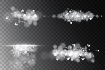 Wall Mural - glow golden light spark set on transparent background. blur vector sparkles design collection. explo