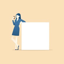 Business Concept Vector Illustration Of Business Woman Leaning O