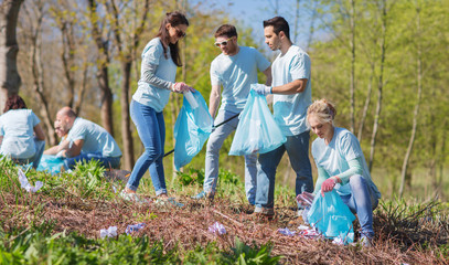 Wall Mural - volunteers with garbage bags cleaning park area