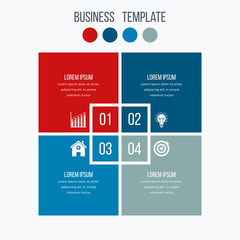 Infographics template four options with square