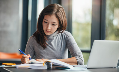 Wall Mural - Woman taking down notes in diary