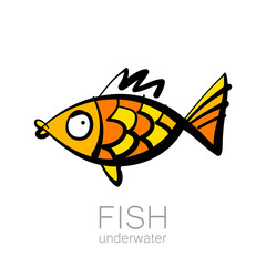 Wall Mural - Cute fish. Aquarium fish isolated on white background. Vector illustration.