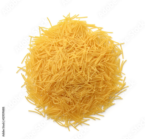 Cuadros en Lienzo Top view of uncooked vermicelli pasta