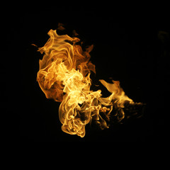 Fire flames collection isolated on black background