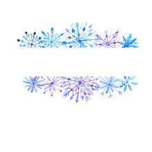 Watercolor Snowflake Frame Card Template