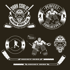 Wall Mural - Hockey emblems with goalkeeper