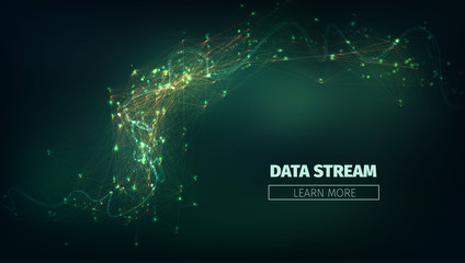 Abstract data stream vector background. Technology futuristic illustration. Network connection