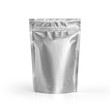 Blank Foil plastic pouch coffee bag isolated on white background. Packaging template mockup collection. With clipping Path included. Aluminium coffee package.