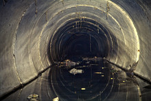 Wastewater From The Factory, Flowing Through The Sewer Pipe