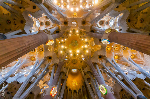 La Sagrada Familia Ceiling Buy This Stock Photo And Explore