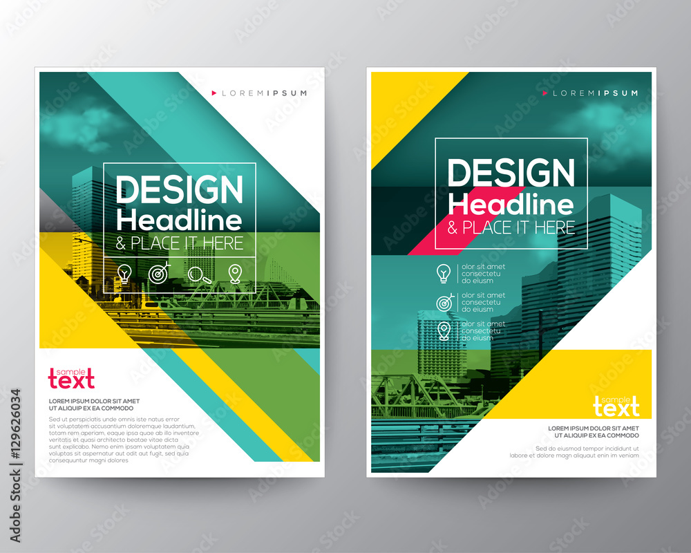 Green diagonal line Brochure annual report cover Flyer Poster design ...