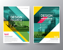 Green Diagonal Line Brochure Annual Report Cover Flyer Poster Design Template Layout