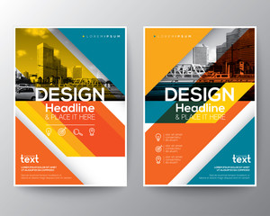 Wall Mural - Red and Orange diagonal line Brochure annual report cover Flyer template layout