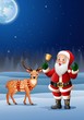 Christmas background with Santa Claus cartoon ringing bell