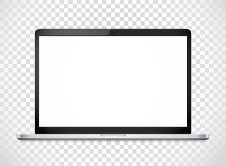 Poster - Modern laptop computer vector mockup isolated on transparent. Ve