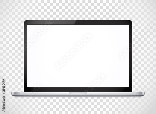 Fotografía Modern laptop computer vector mockup isolated on transparent. Ve
