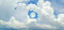 Super Moon In The Hole Of Donut Cloud Sky And Heaven Sunshine A