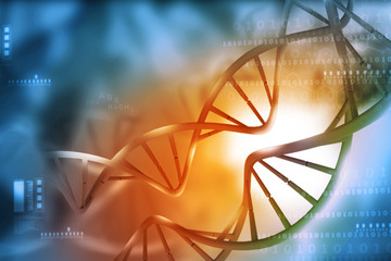 Wall Mural - DNA structure on abstract background. 3d render