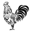 © alinabel - Vector illustration with black rooster silhouette isolated on white.