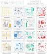 Infographics mini concept Genetics and biochemistry icons for web. Premium quality design web graphics icons elements. Genetics and biochemistry concepts.