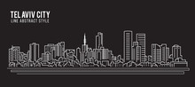 Cityscape Building Line Art Vector Illustration Design - Tel Aviv City