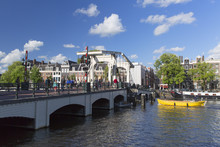 Skinny Bridge (Magere Brug) On Amstel River, Amsterdam, Netherlands