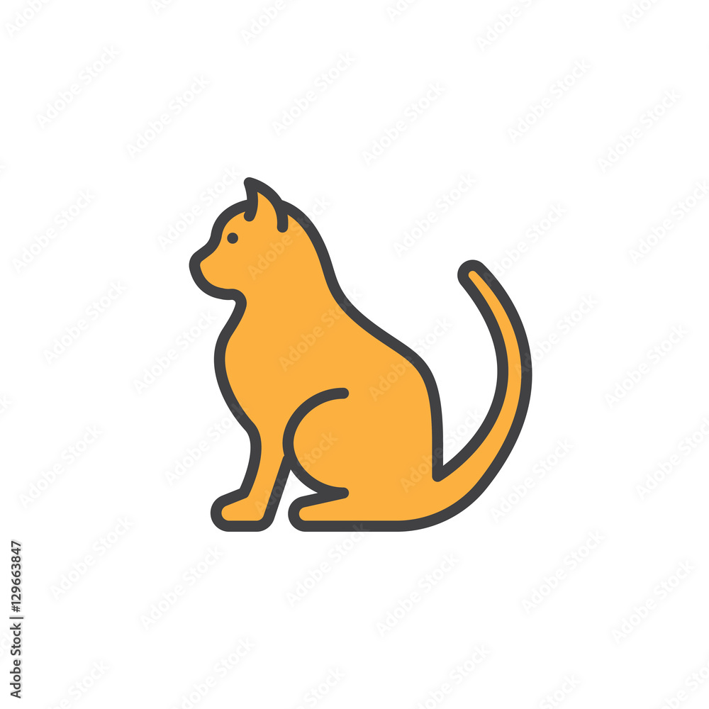 Pet cat line icon, filled outline vector sign, linear colorful pictogram  isolated on white. Symbol, logo illustration Stock Vector | Adobe Stock