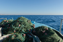 Fishing Nets In A Fishing Boat In The Sed