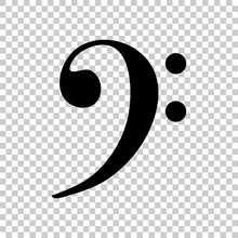 Bass Clef Icon. Black Icon On Transparent Background.