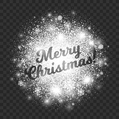 Wall Mural - merry christmas illustration on transparent background vector. abstract bright white shimmer glowing