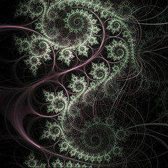 Wall Mural - dark nature themed fractal swirls, digital artwork for creative graphic design