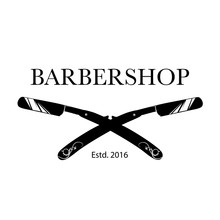 Logo For Barbershop, Hair Salon With Barber Razor Blades. Vector Illustration