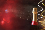 Fototapeta Panele - Abstract image of champagne bottle and festive lights