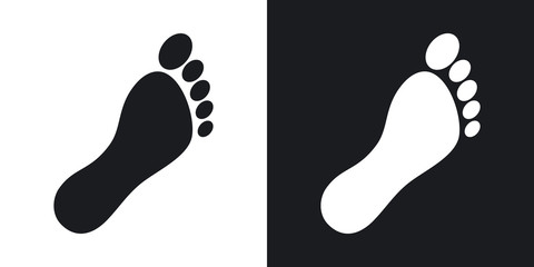 Vector footprint icon. Two-tone version on black and white background