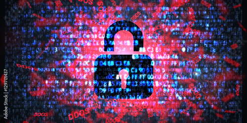 Fotografie, Tablou DDOS Attack, Infection trojan, virus attacks. Data protection.