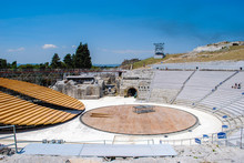 View Of The Greek Theater Prepared For Classical Performances In Syracuse. Sicily