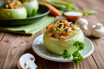 Sticker - Roasted kohlrabi stuffed with mushrooms, onion and carrot