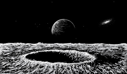 Wall Mural - view on surface of the moon