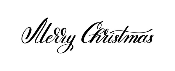 Wall Mural - black and white hand lettering inscription Merry Christmas, arti