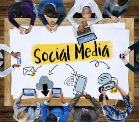 Wall Mural - Social Media Networking Communication Connection Concept