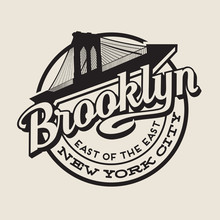 Brooklyn New York City Vintage Typography T-shirt,  Poster, Printing Design. Brooklyn Bridge.