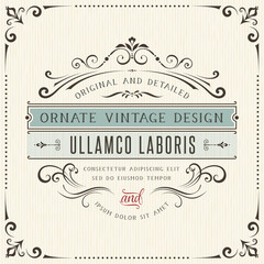 Wall Mural - square vintage ornate greeting card with typographic design. can be used for retro invitations and r