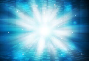 Wall Mural - blue technology background and abstract digital tech circle fractal radial.