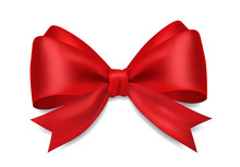 Decorative 3D Red Bow On White Background