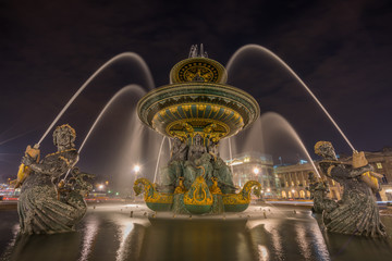 Fontaine Place de la Concorde at night Paris, France