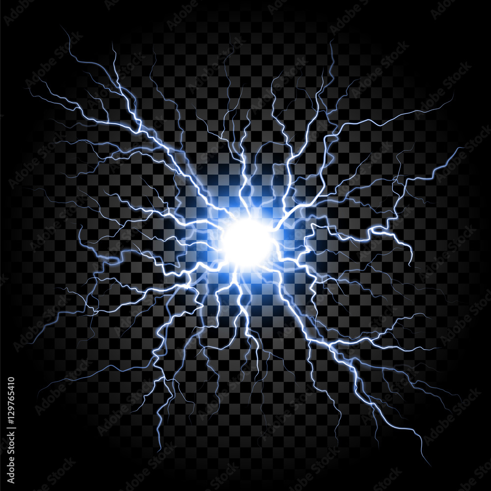 Lightning flash light thunder on transparent background Stock Vector ...