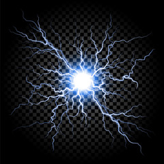 lightning flash light thunder on transparent background