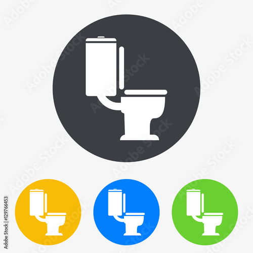Icono Plano Wc En Circulo Varios Colores Buy This Stock Vector
